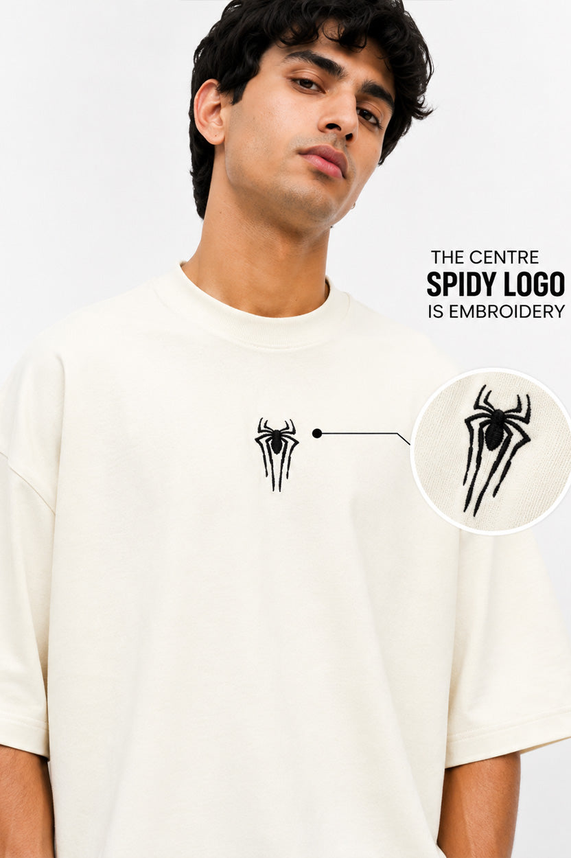 Spidy Embroidery Unisex Terry Oversized Tee